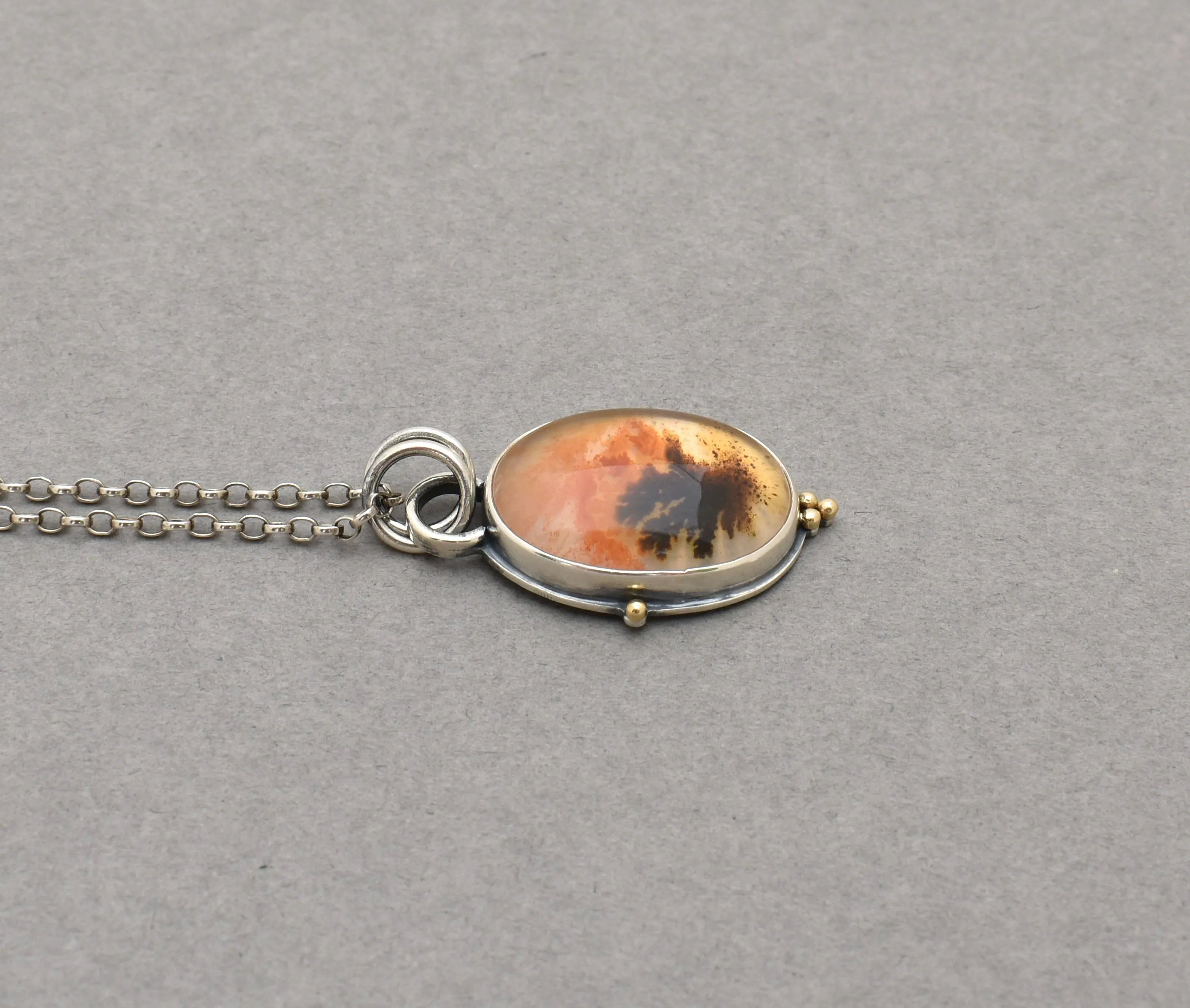 Dendritic Agate and Quartz Pendant.