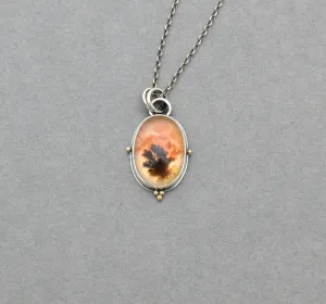 Dendritic Agate and Quartz Pendant.