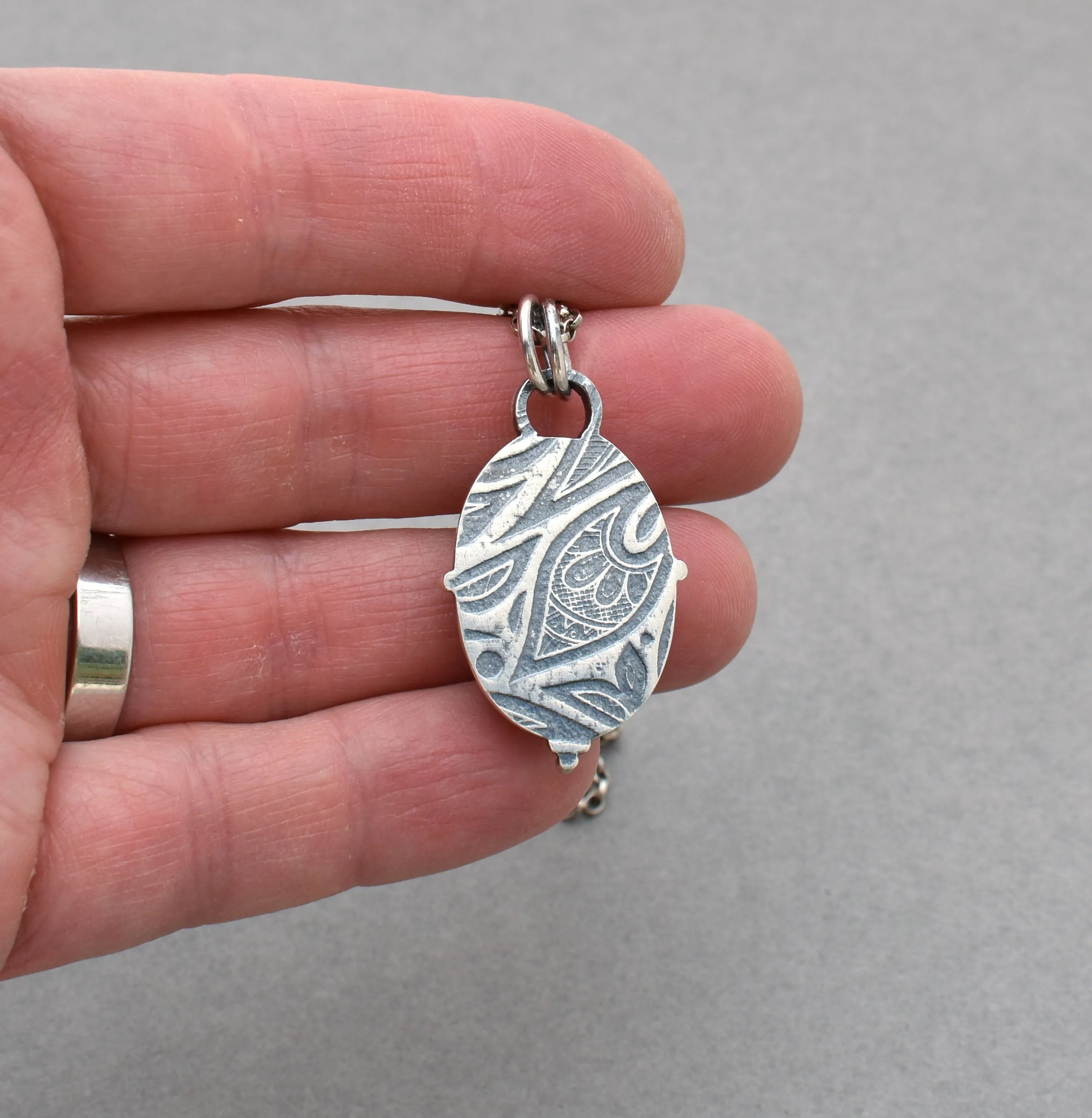 Dendritic Agate and Quartz Pendant.