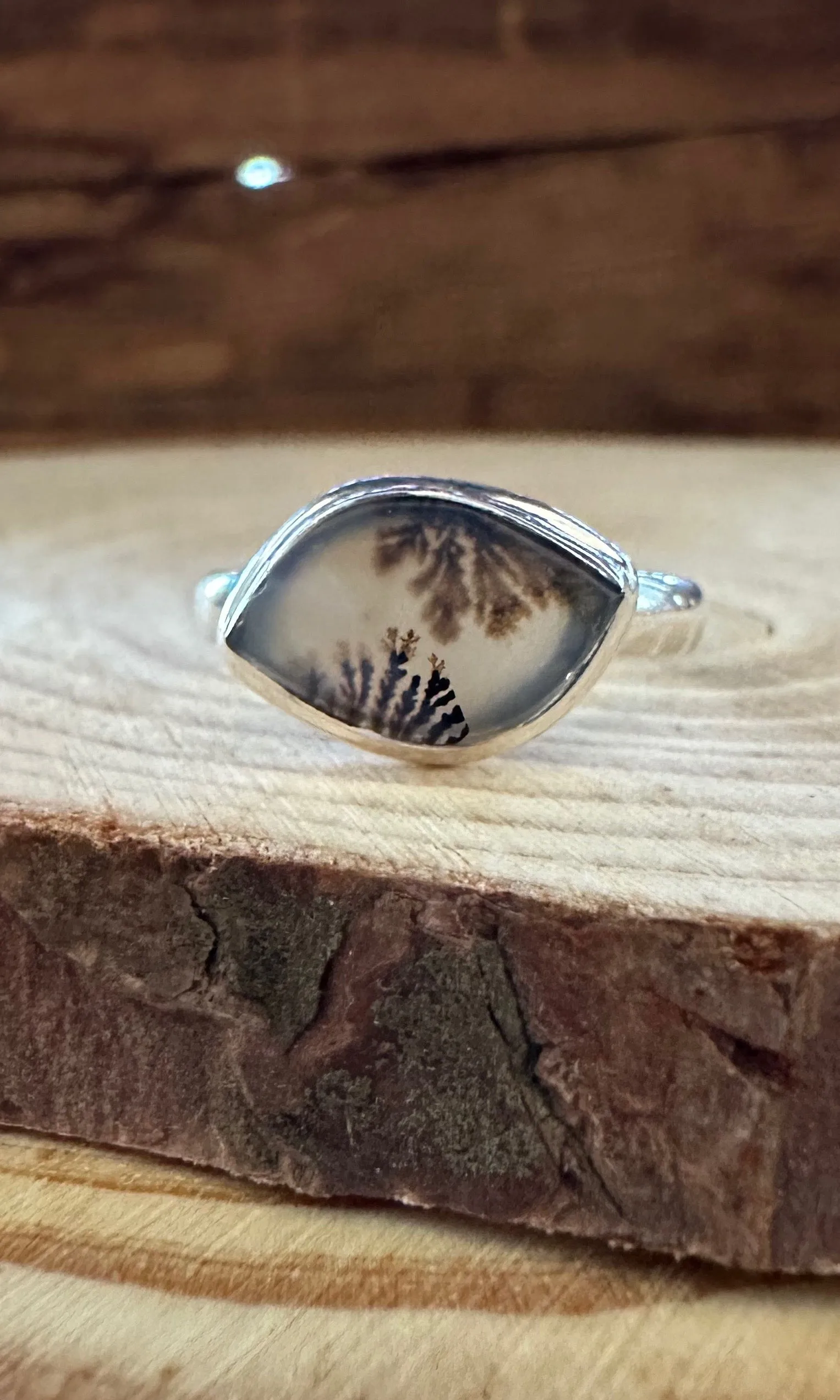 DENDRITIC AGATE and Silver Ring • Size 7