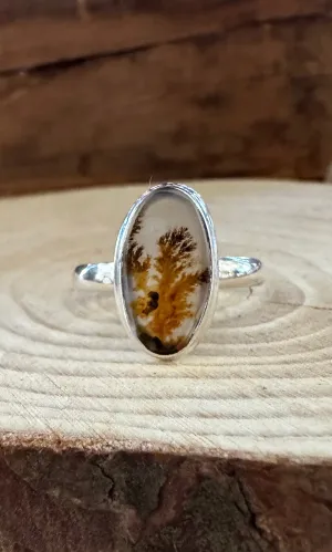 DENDRITIC AGATE and Silver Ring • Size 8