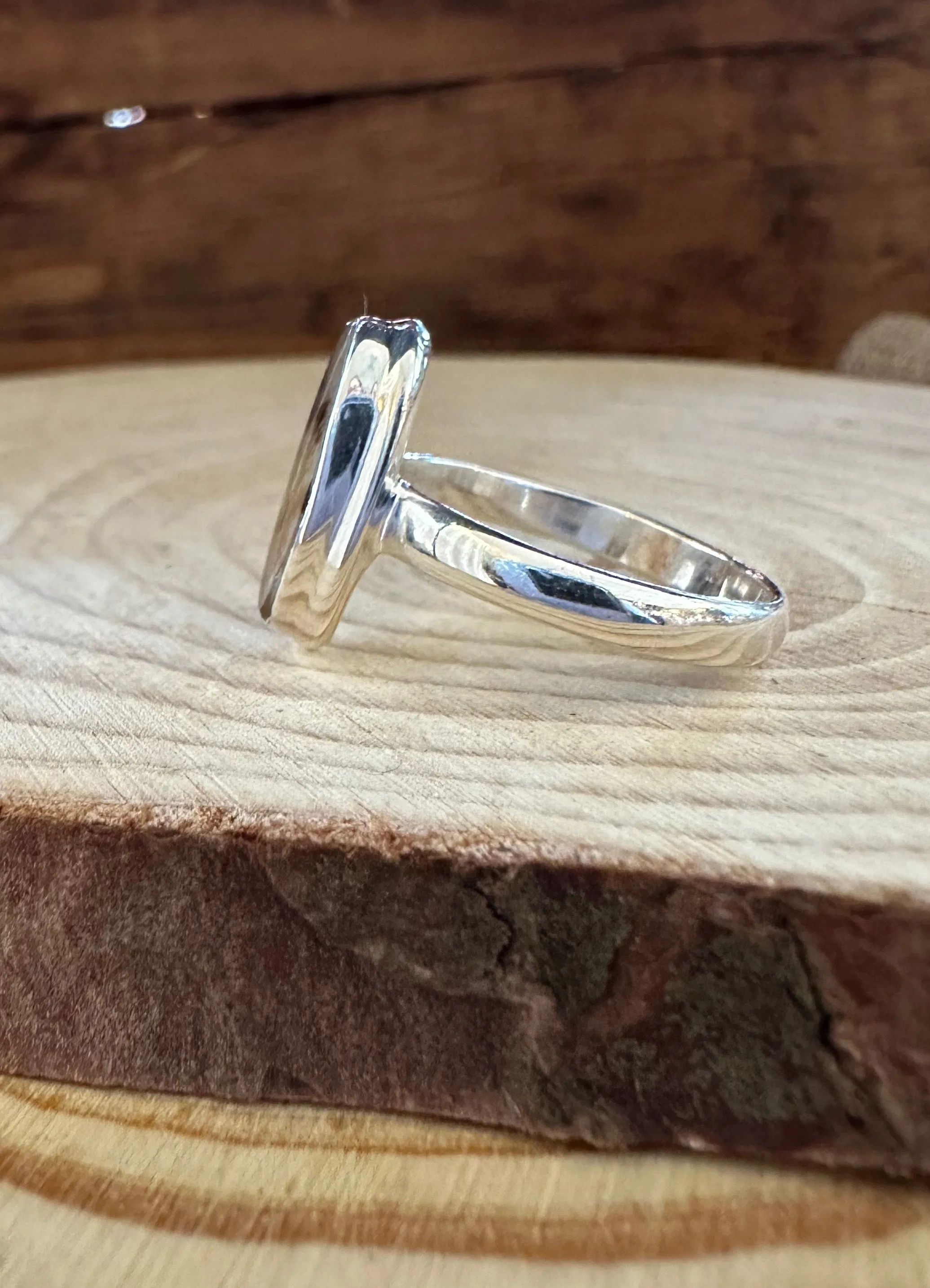 DENDRITIC AGATE and Silver Ring • Size 8