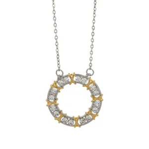 Diamond & Gold Design X Pendant Silver Chain Necklace