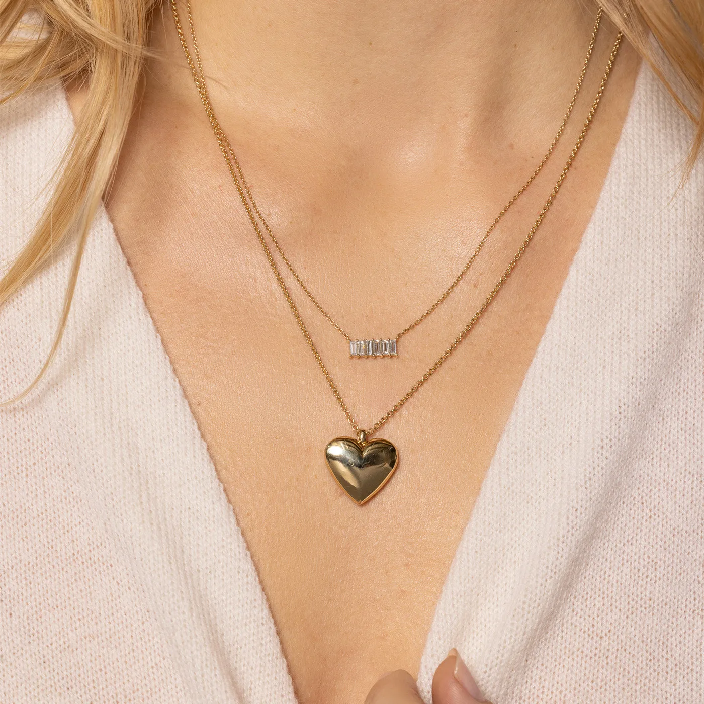 Diamond Baguette Staple Necklace