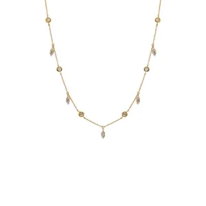 Diamond Bezel X Pave Shaker Necklace 14K