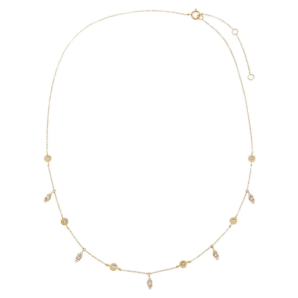 Diamond Bezel X Pave Shaker Necklace 14K