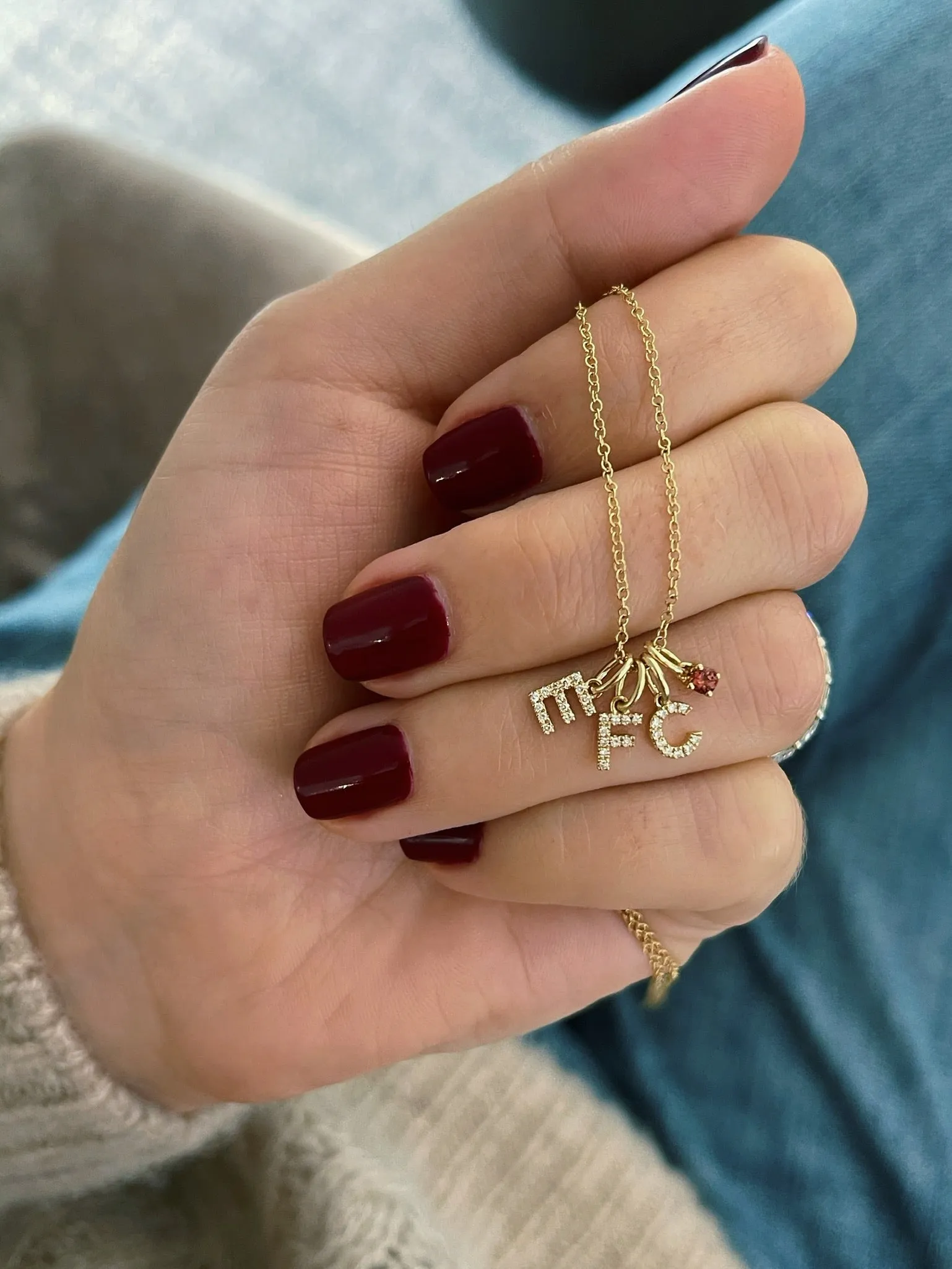 Diamond Birthstone Initial Charm Necklace