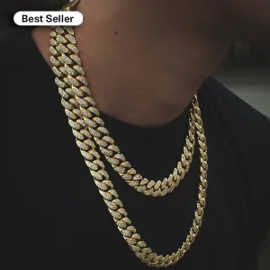 Diamond Cuban Link Chain (12mm) in Yellow Gold