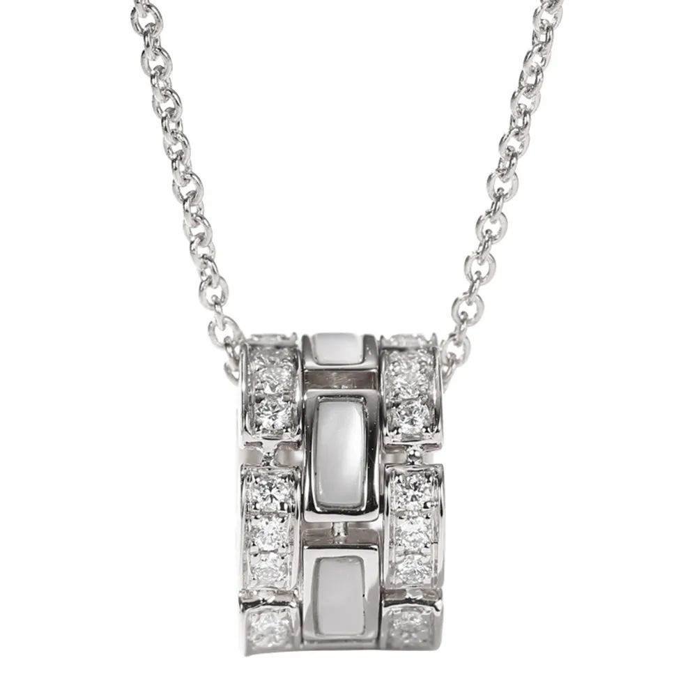 Diamond Cylinder Pendant with Mother of Pearl or Black Agate
