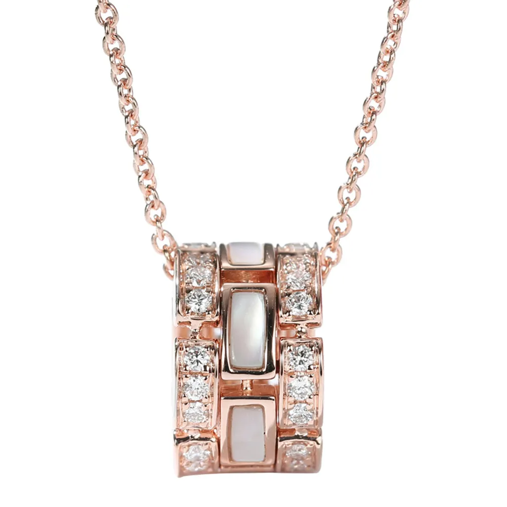Diamond Cylinder Pendant with Mother of Pearl or Black Agate