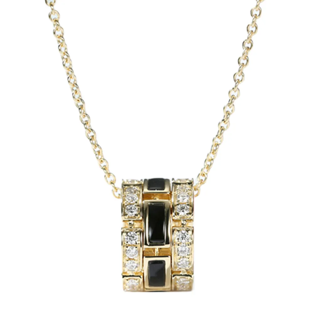 Diamond Cylinder Pendant with Mother of Pearl or Black Agate