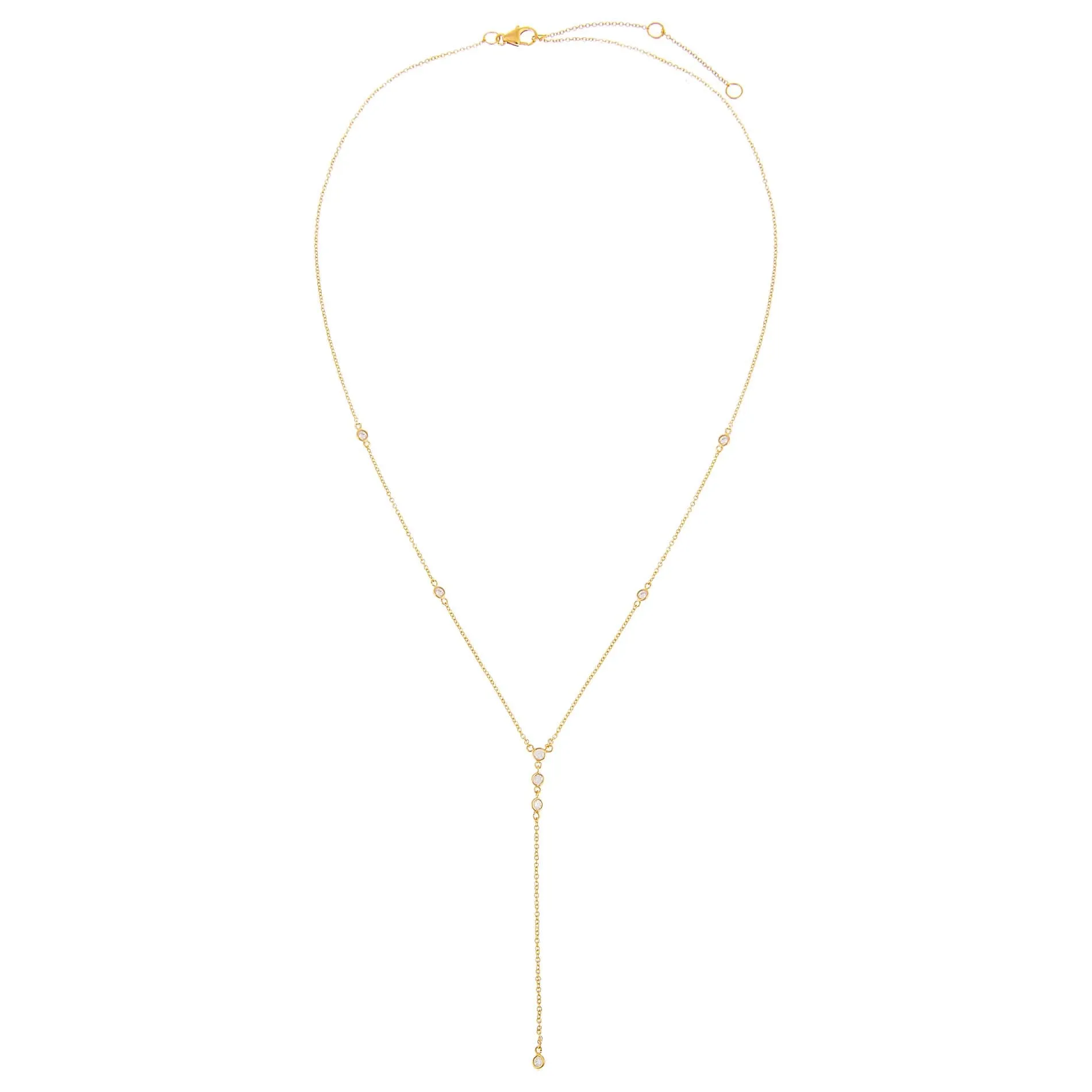 Diamond Dainty Bezel Lariat 14K