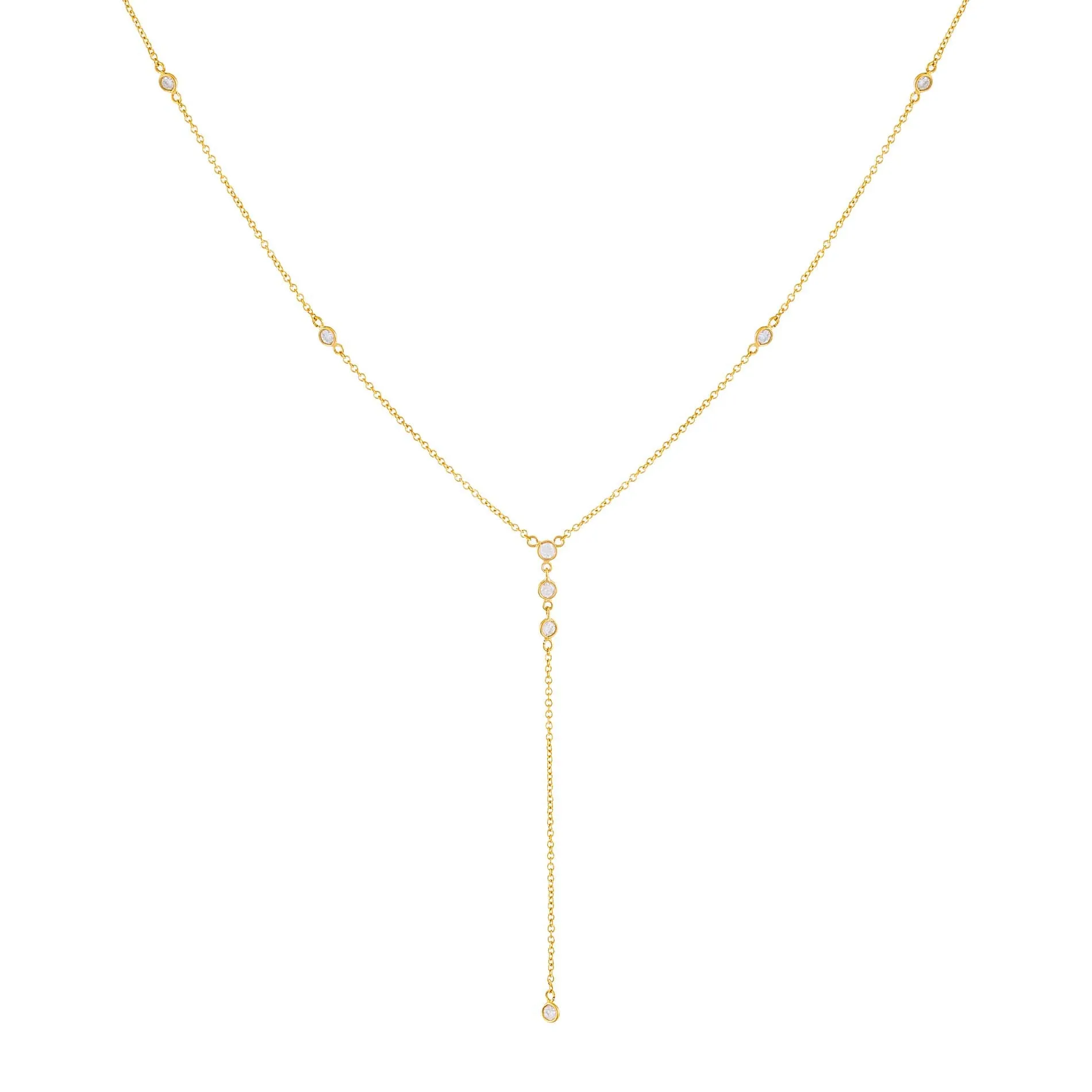 Diamond Dainty Bezel Lariat 14K