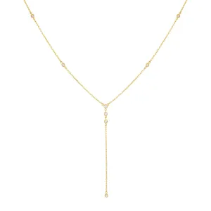 Diamond Dainty Bezel Lariat 14K