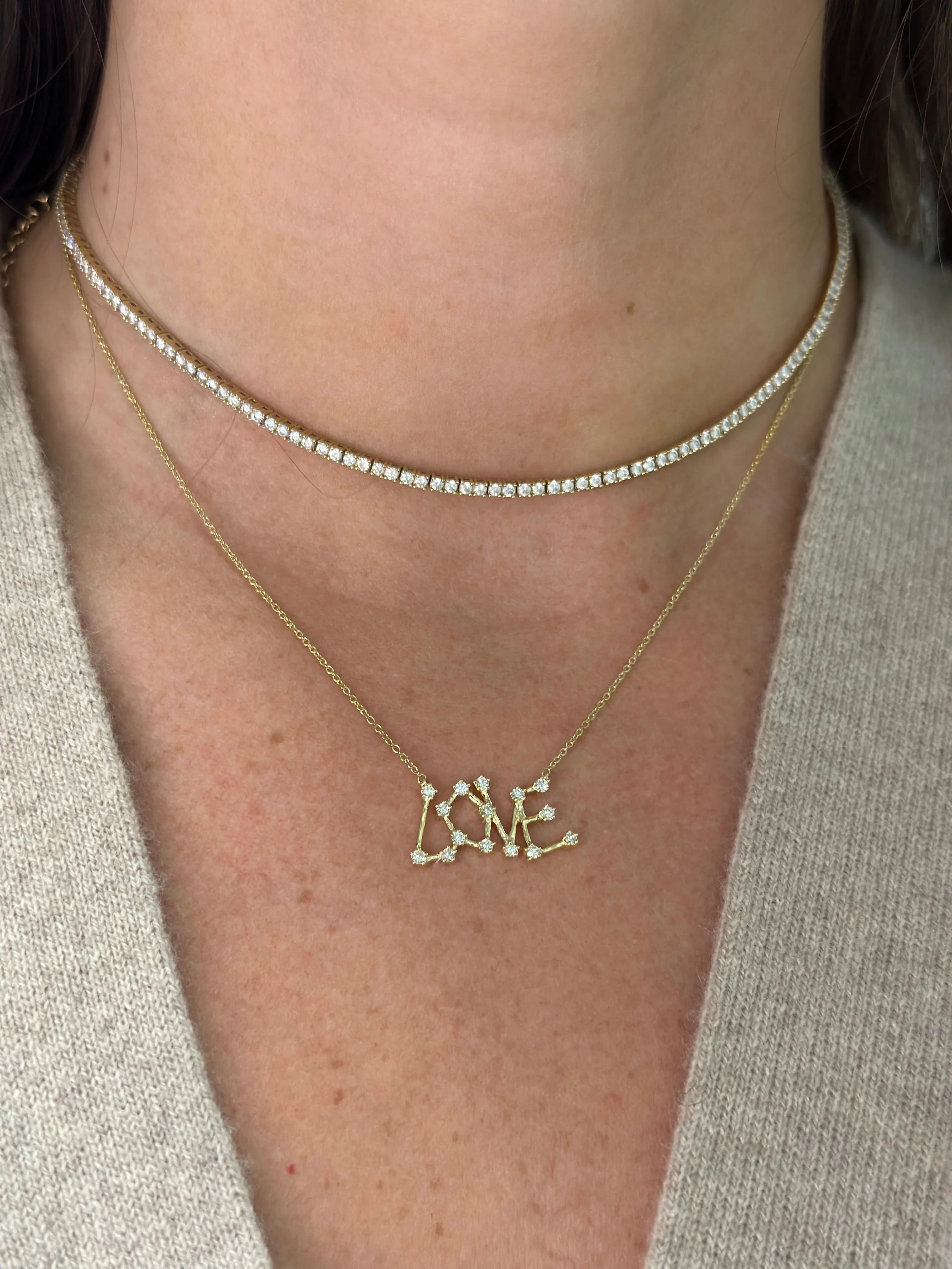 Diamond Graffiti LOVE Necklace