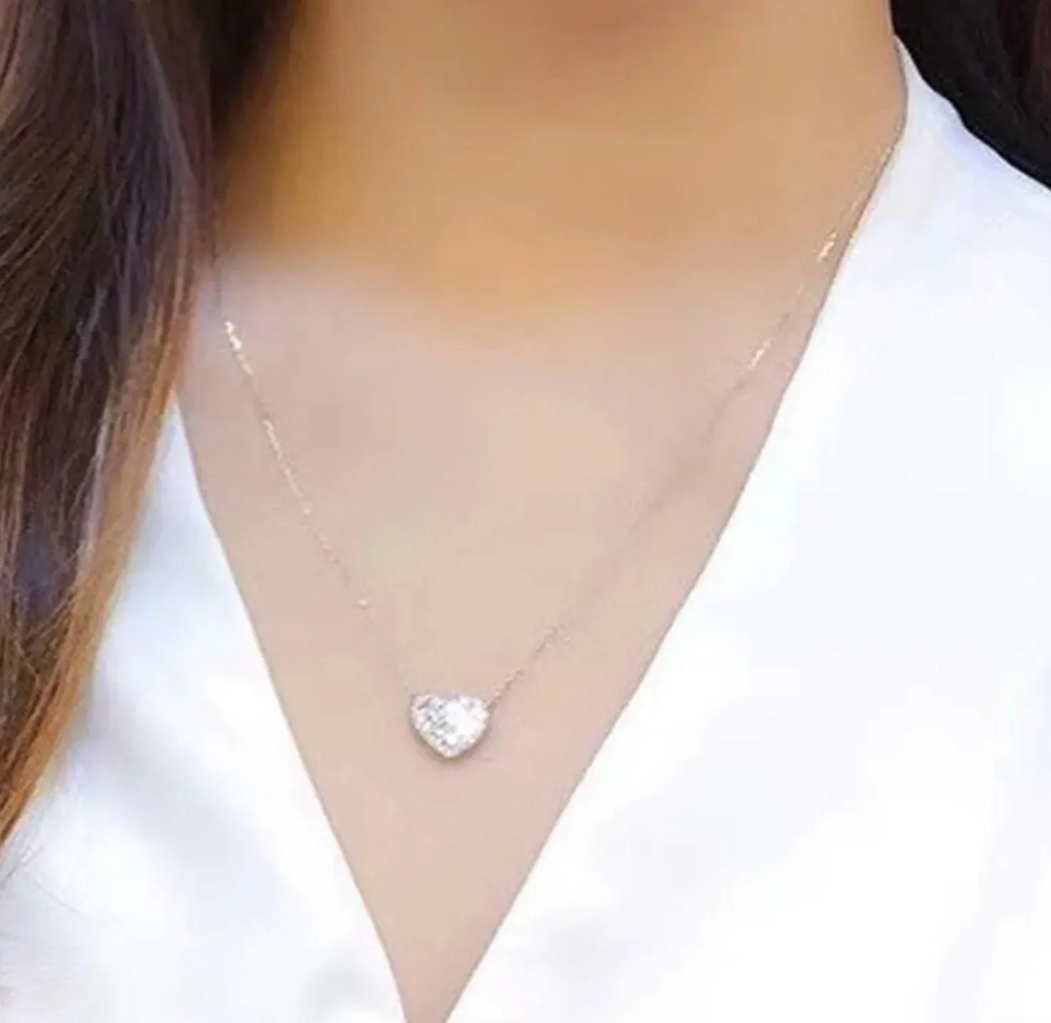Diamond Heart Necklace | Womens Diamond Necklace | Heart Necklace with Diamonds | Heart Pendant  | Heart Necklace Silver | Heart Pendants