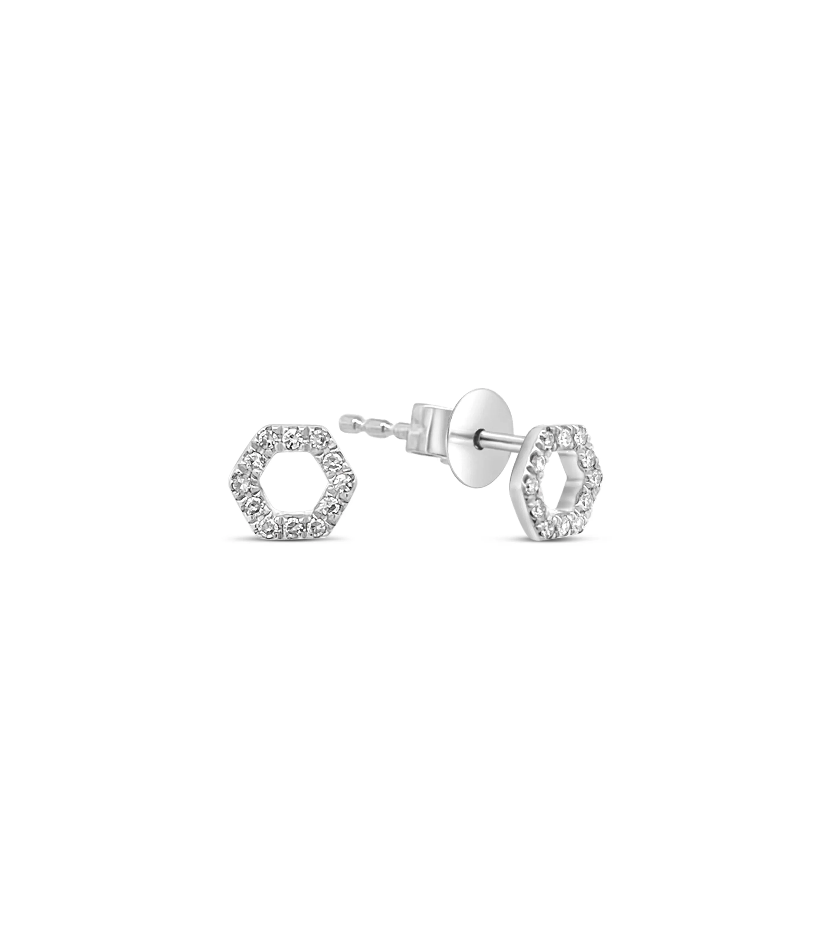 Diamond Hexagon Stud Earring
