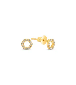 Diamond Hexagon Stud Earring