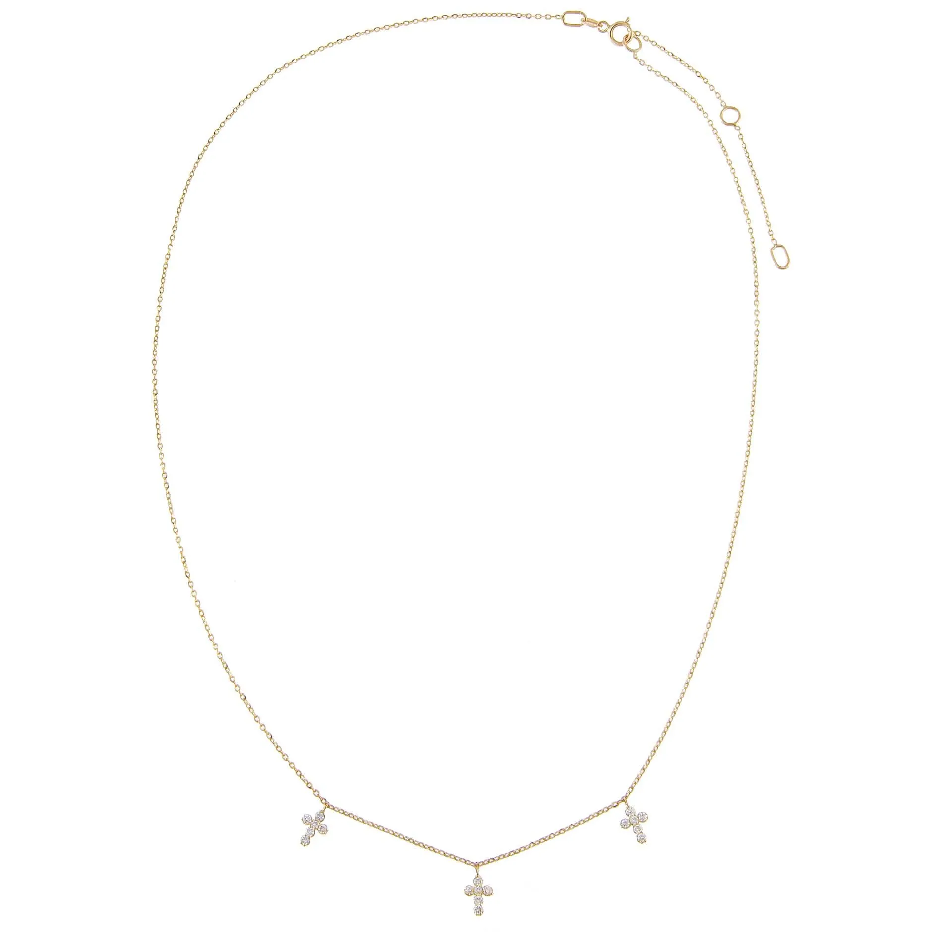Diamond Multi Cross Necklace 14K