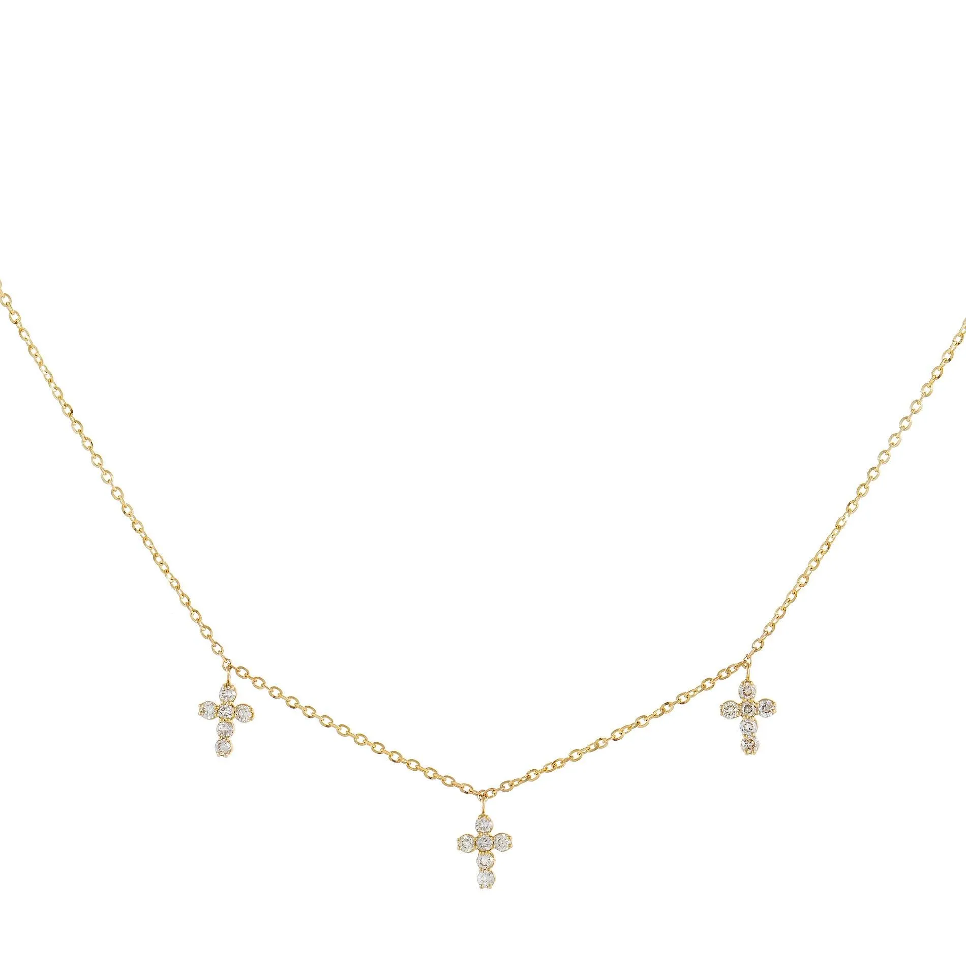Diamond Multi Cross Necklace 14K
