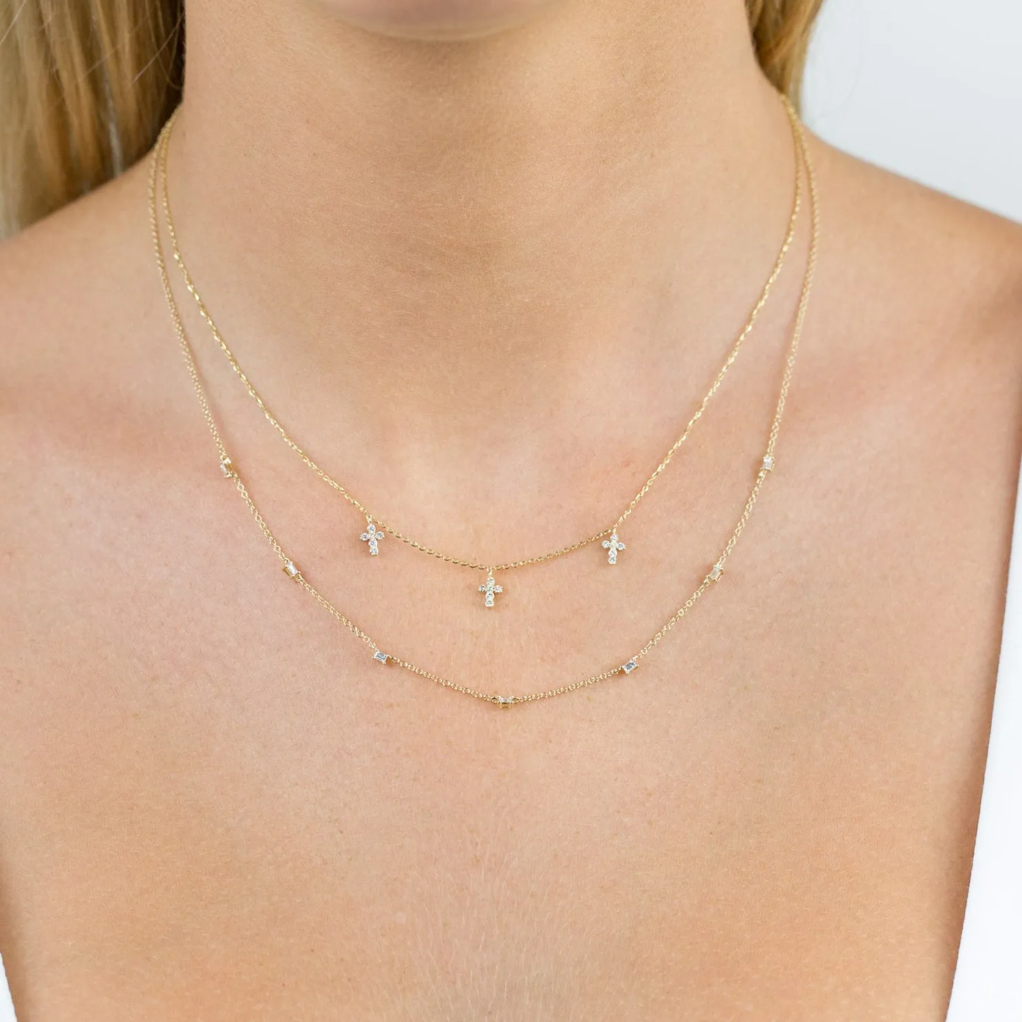 Diamond Multi Cross Necklace 14K