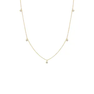 Diamond Multi Dangling Bezel Necklace 14K