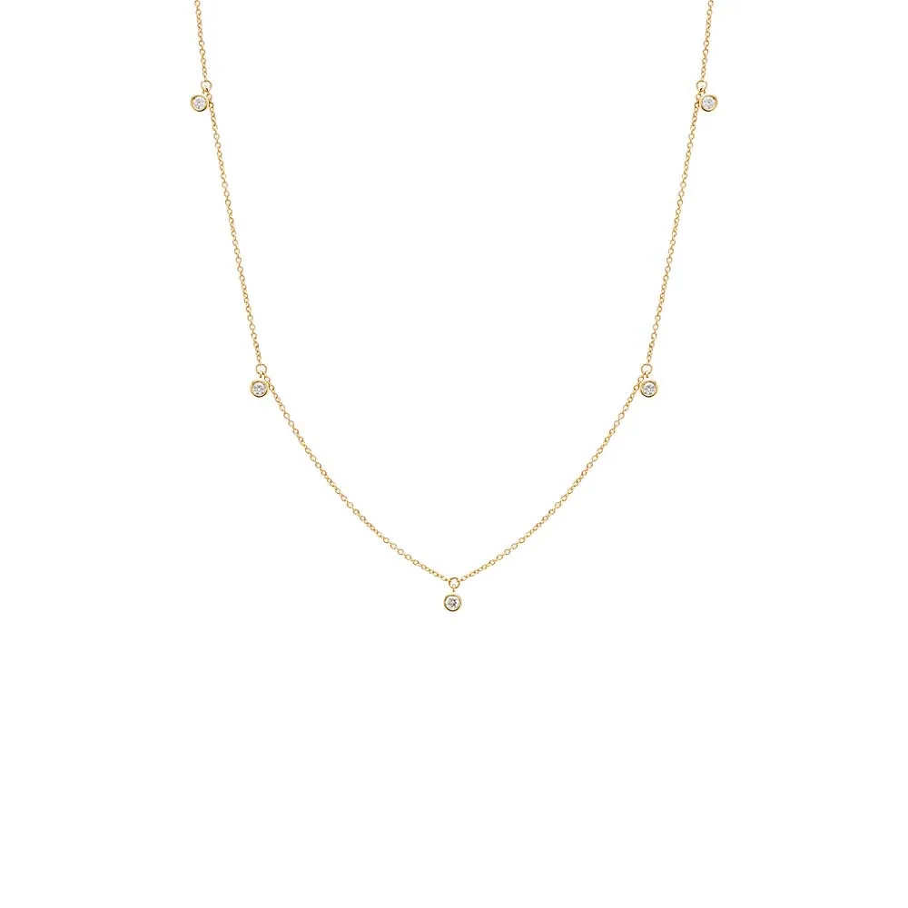 Diamond Multi Dangling Bezel Necklace 14K