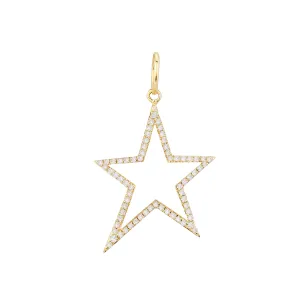 Diamond Open Star Charm 14K
