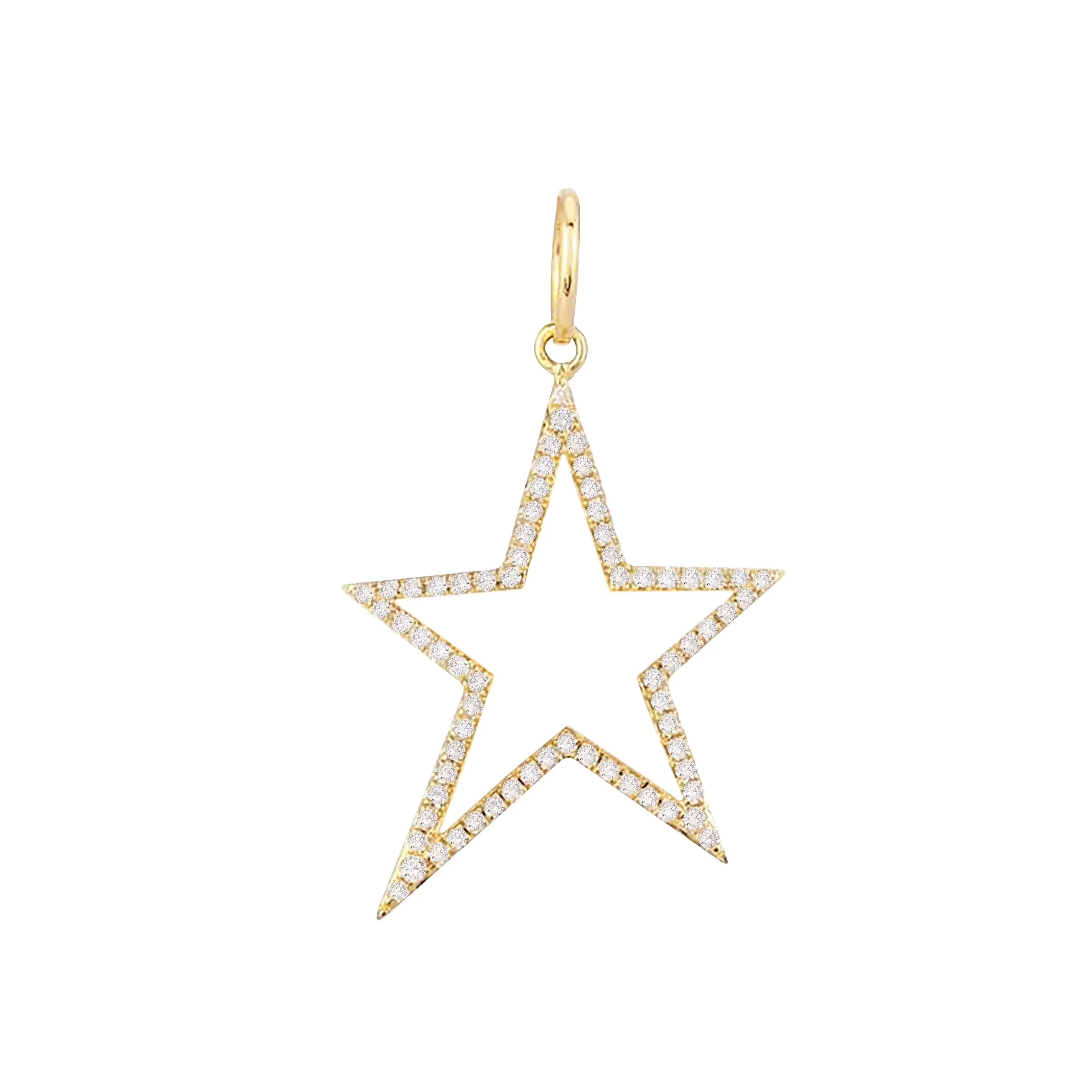 Diamond Open Star Charm 14K