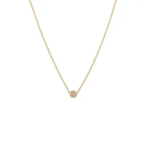 Diamond Pave Mini Disc Necklace 14K