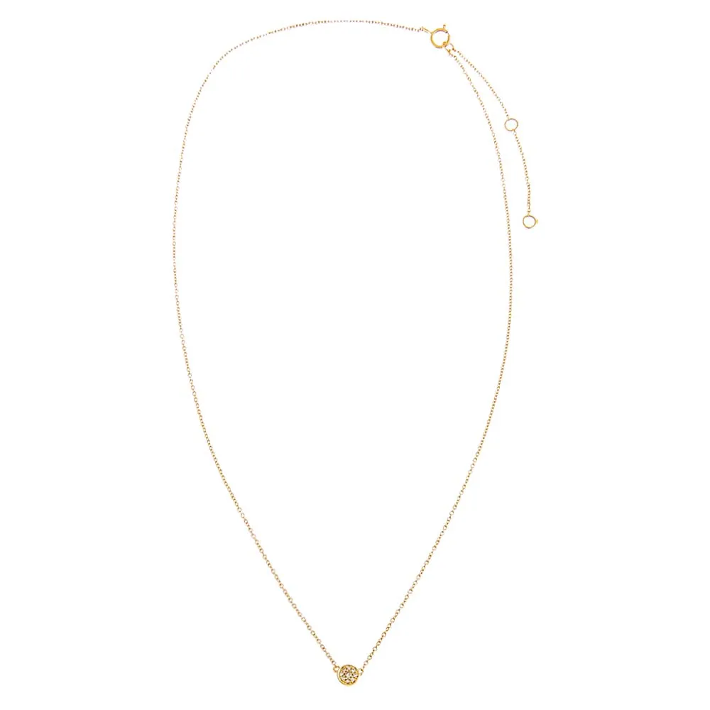 Diamond Pave Mini Disc Necklace 14K