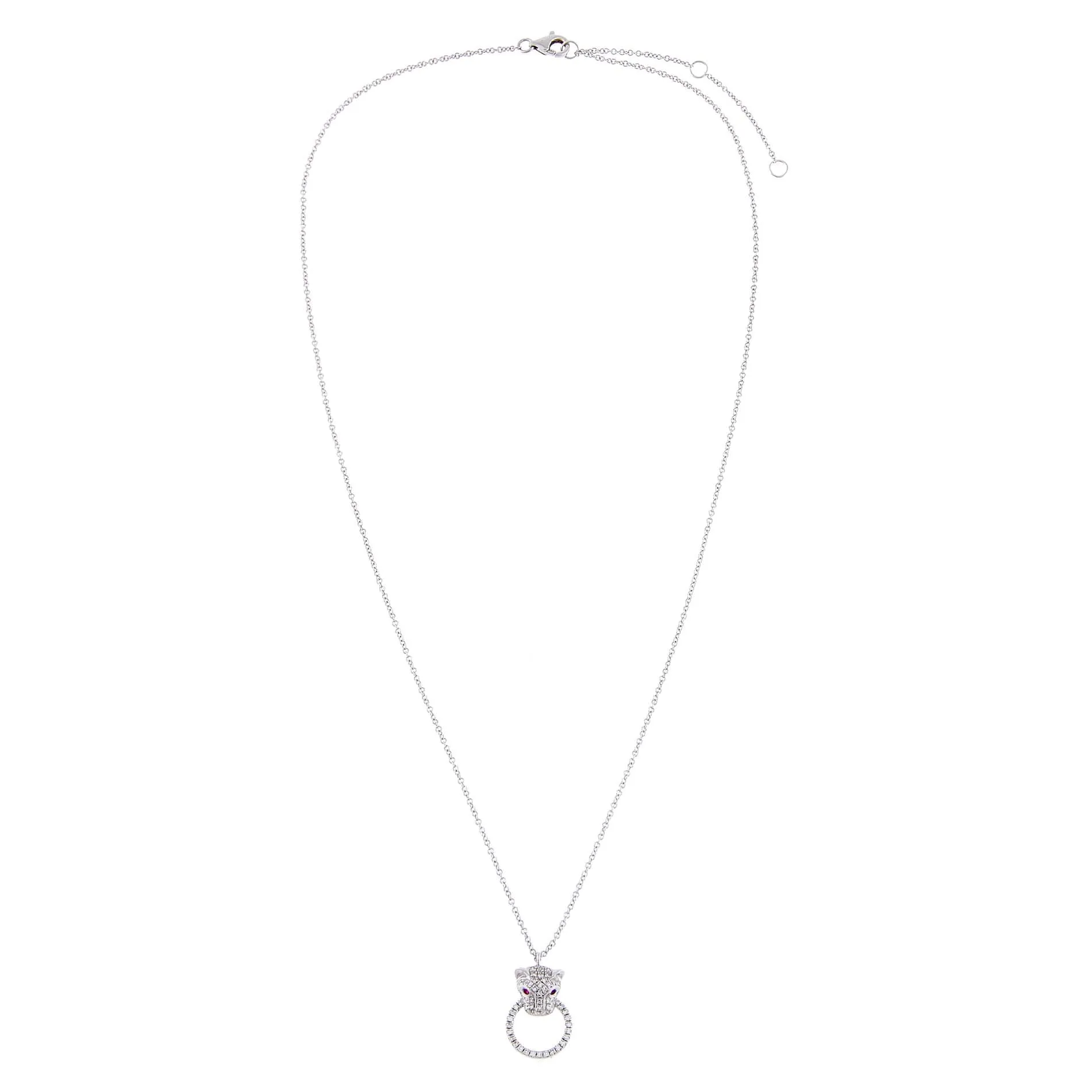 Diamond Ruby Panther Necklace 14K