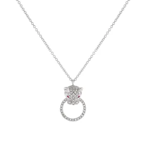 Diamond Ruby Panther Necklace 14K