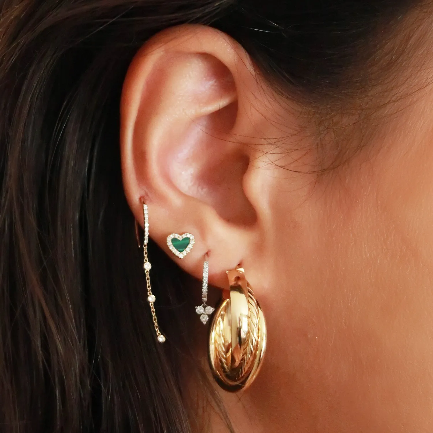 Diamond Station Chain Dangle Earrings