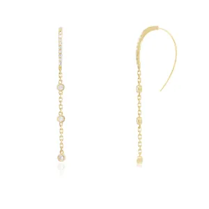 Diamond Station Chain Dangle Earrings