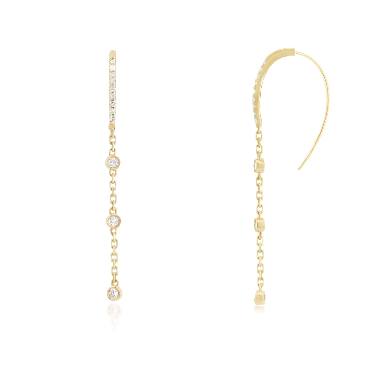 Diamond Station Chain Dangle Earrings