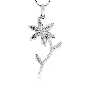 Diamond Stem Flower Necklace