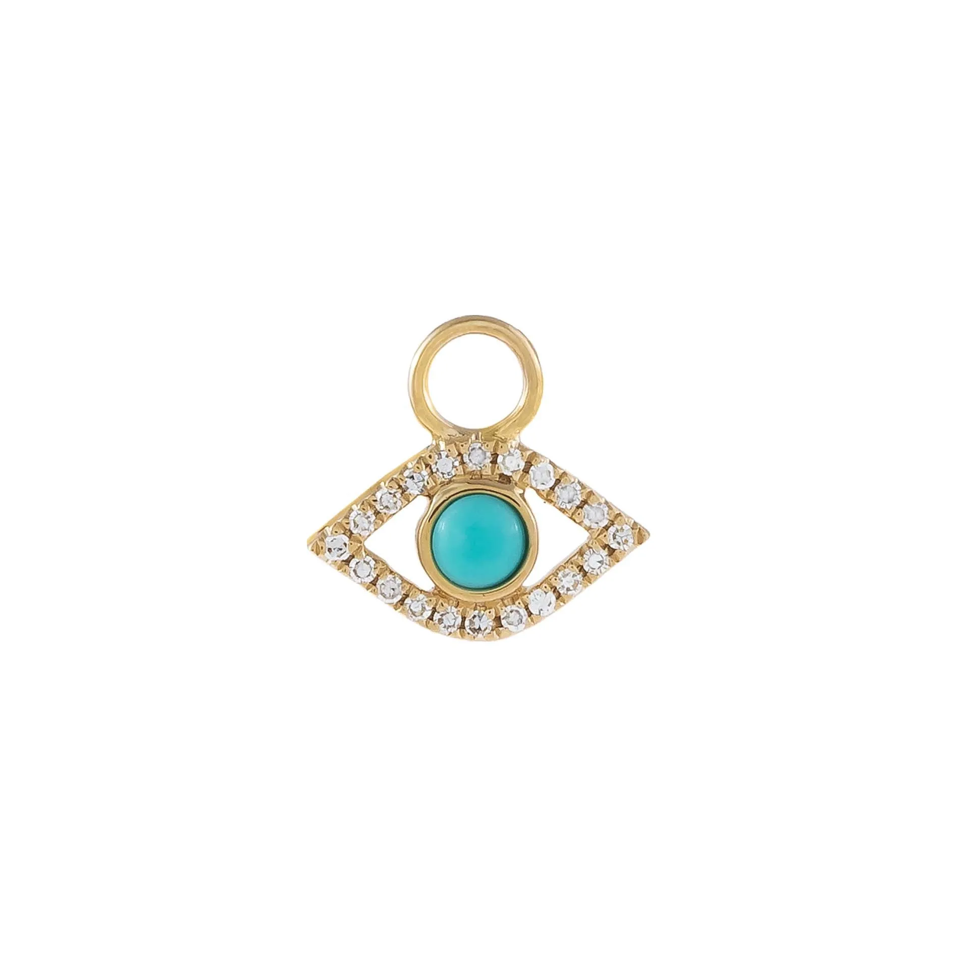 Diamond Turquoise Evil Eye Charm 14K