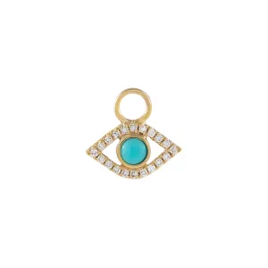 Diamond Turquoise Evil Eye Charm 14K