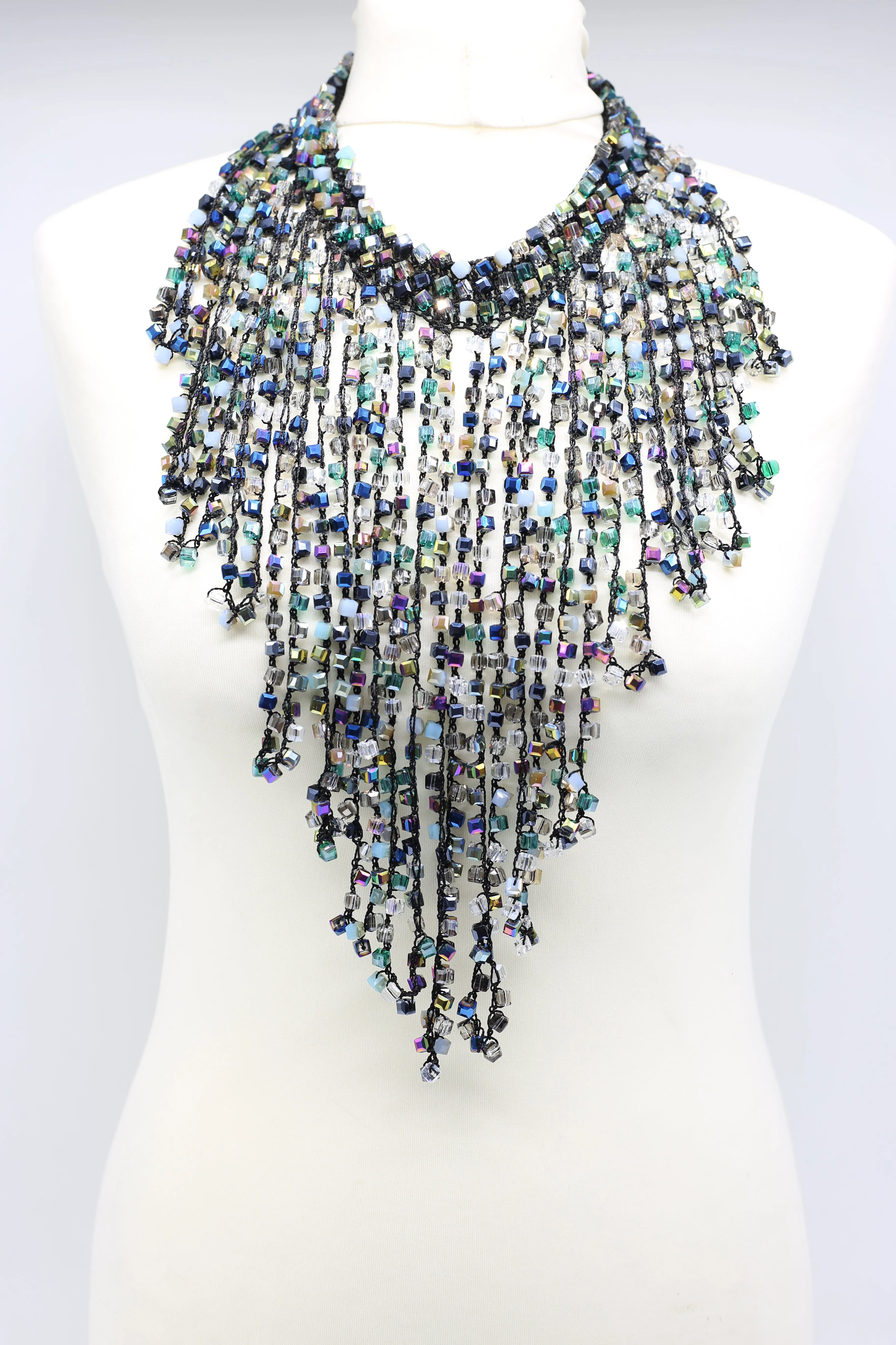 Diana Waterfall Necklace Set - Multi Blue