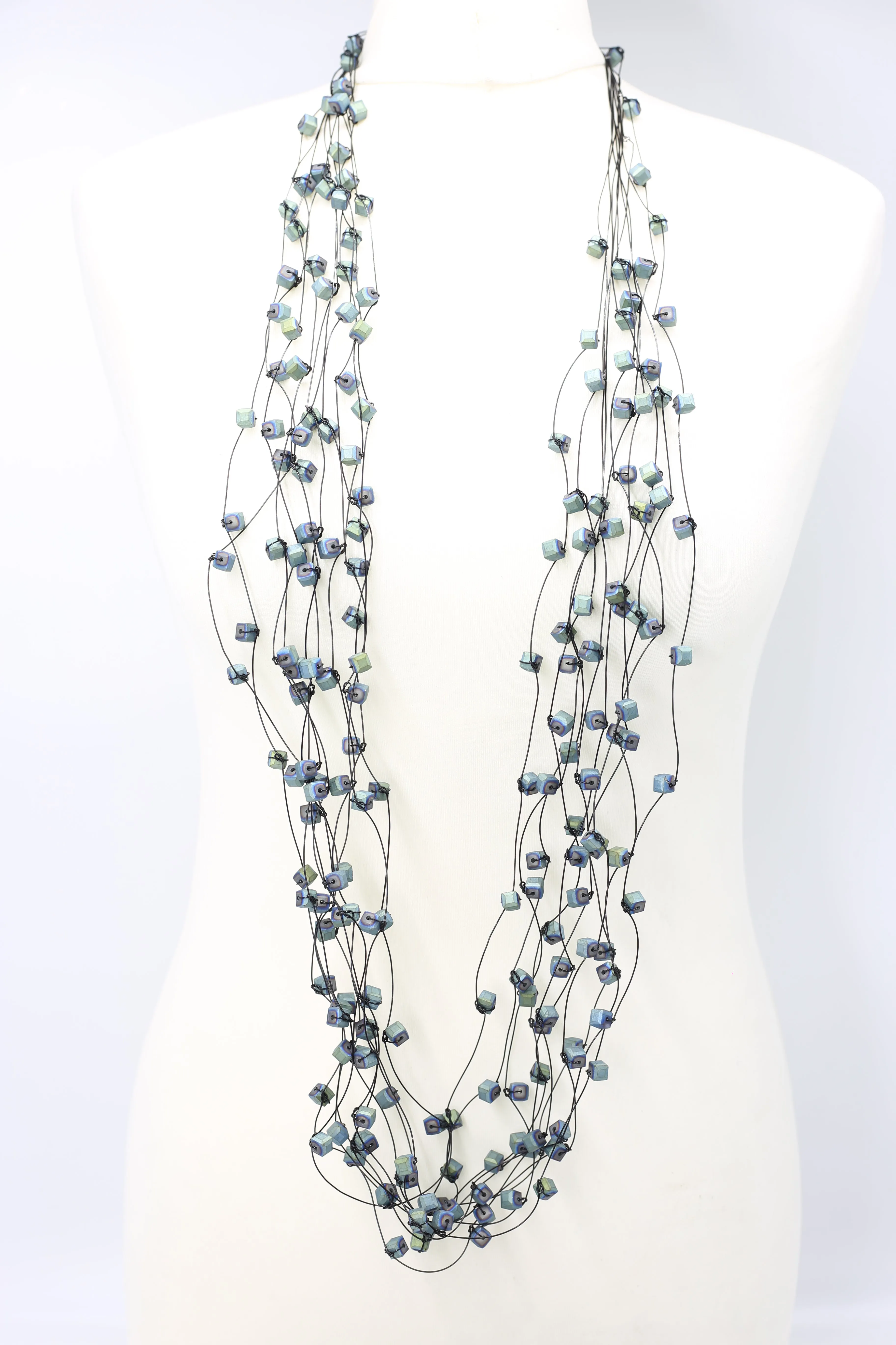 Diana Waterfall Necklace Set - Multi Blue