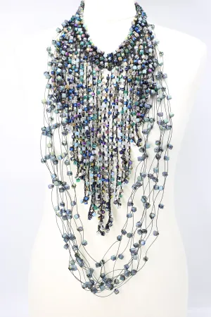 Diana Waterfall Necklace Set - Multi Blue