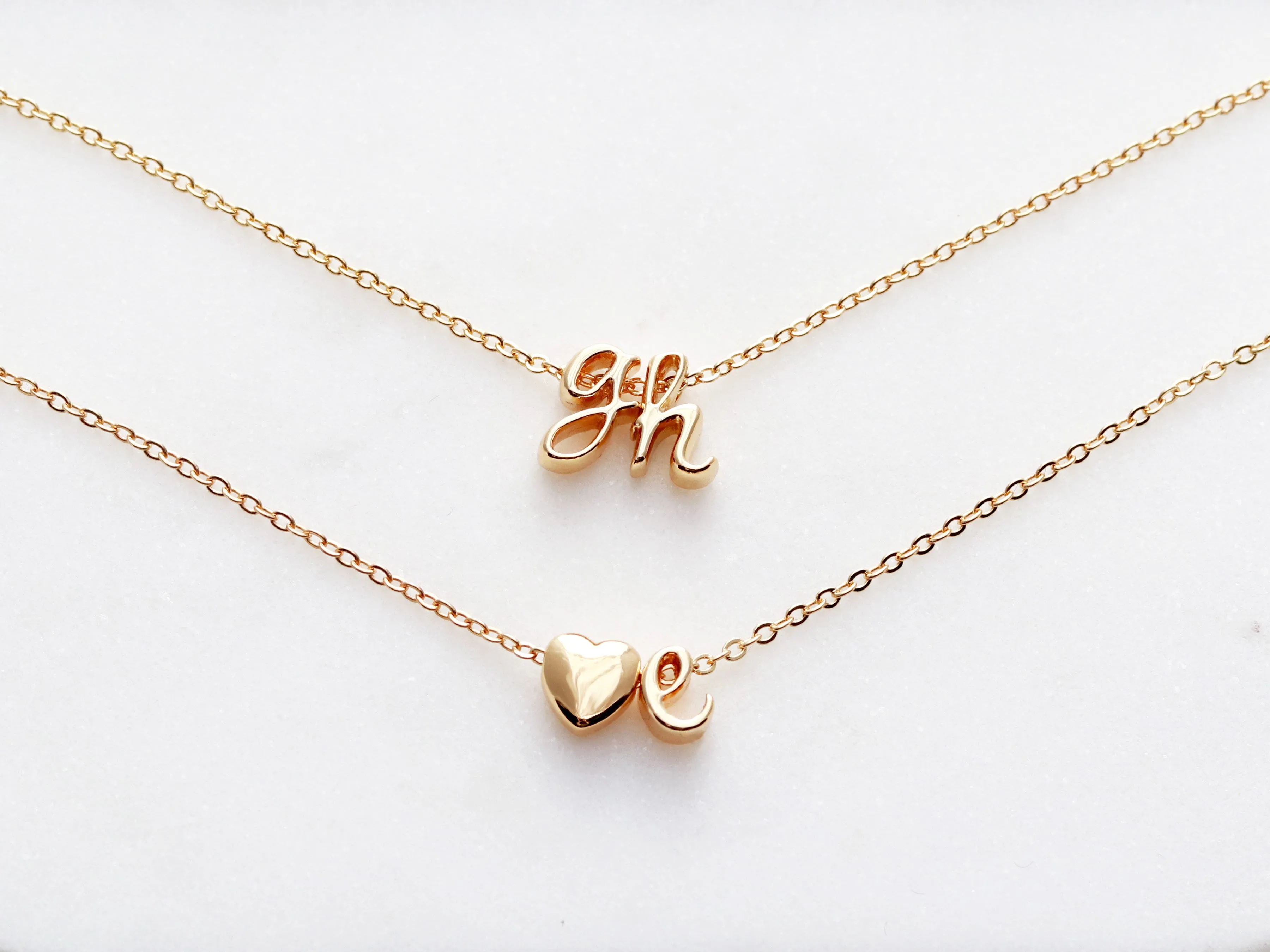 Double Cursive Initial Necklace