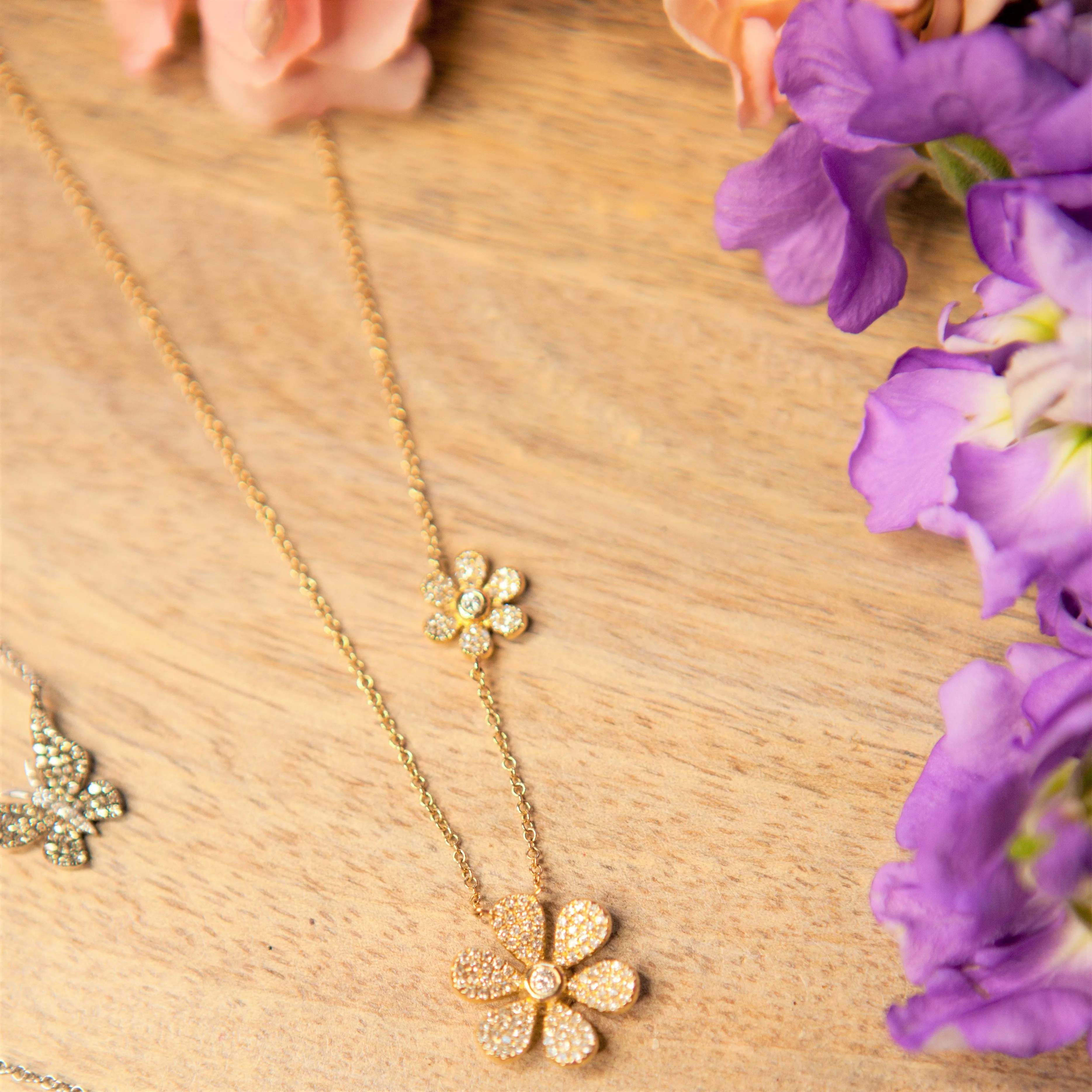 Double Floral Diamond Necklace