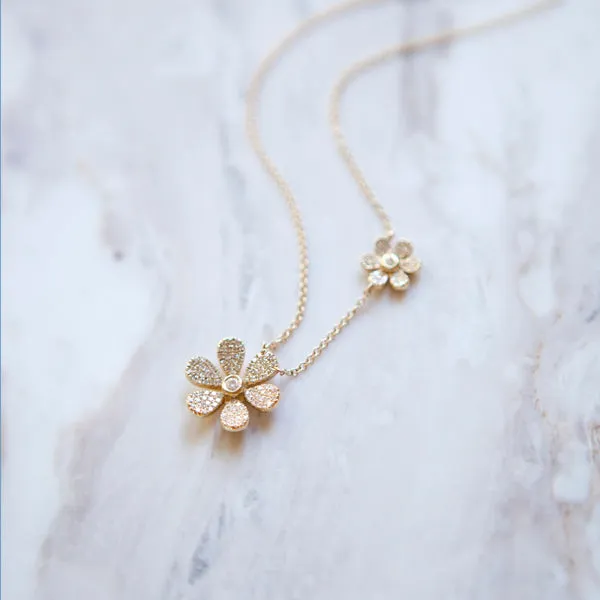 Double Floral Diamond Necklace