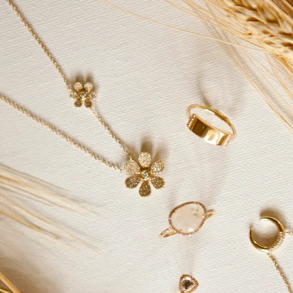 Double Floral Diamond Necklace