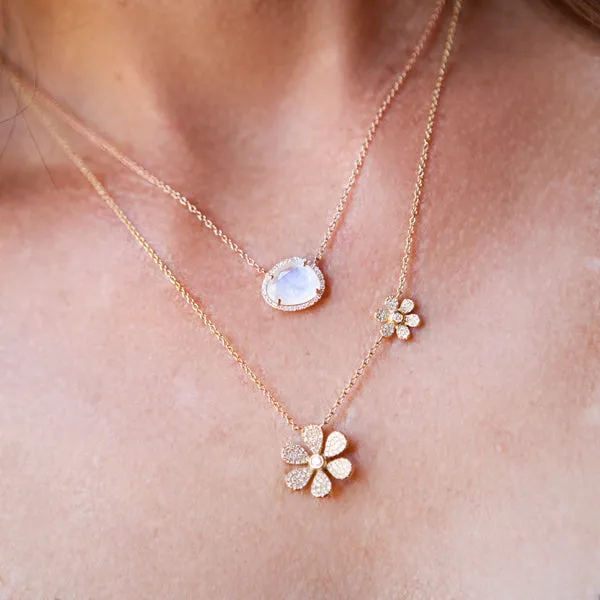 Double Floral Diamond Necklace