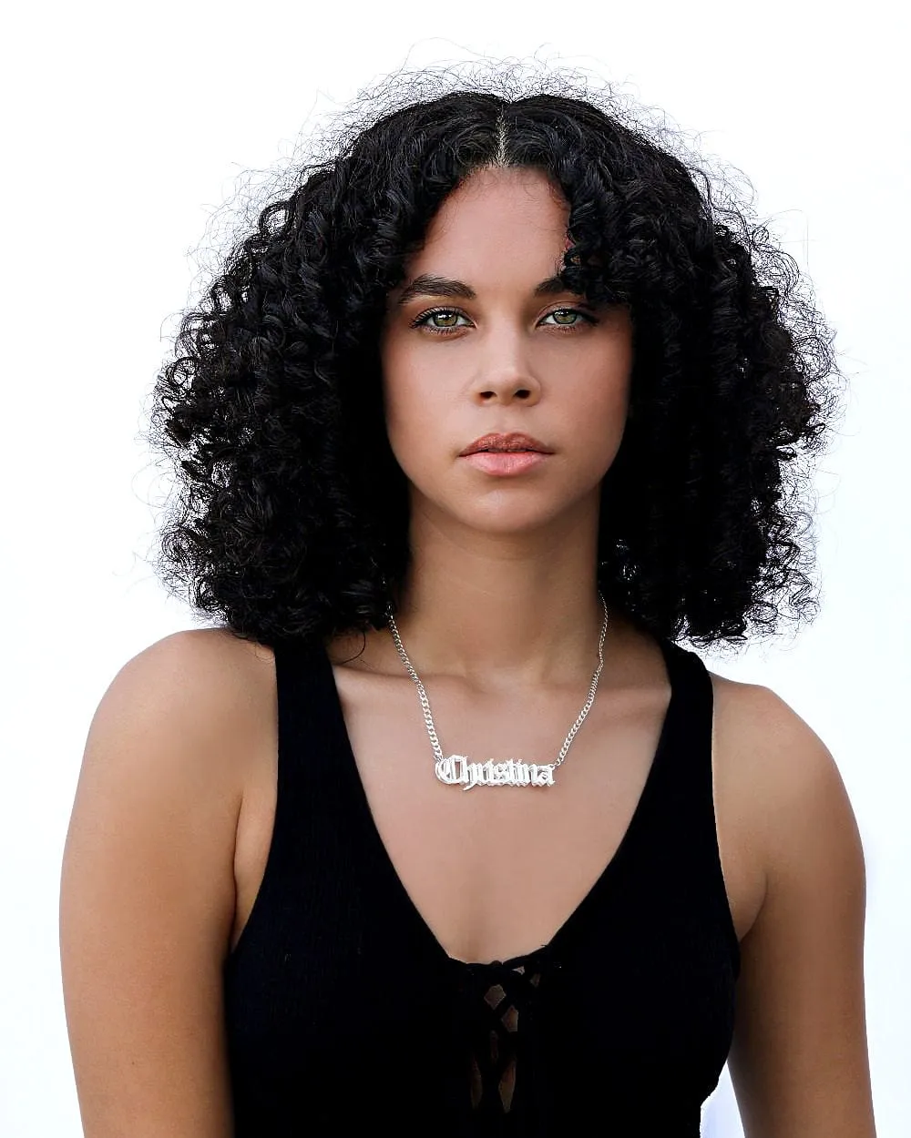 Double Plated Gothic Name Necklace with Cuban Chain
