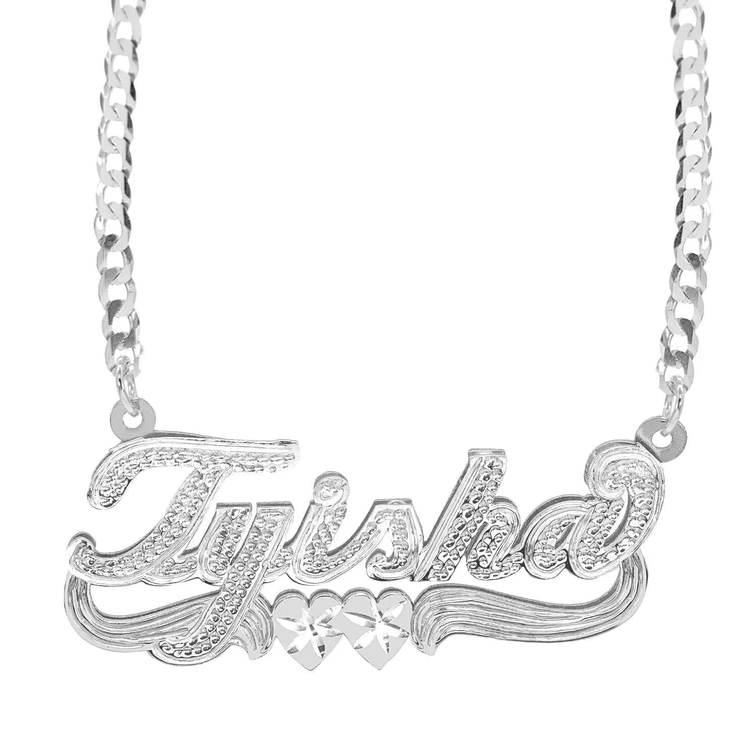 Double Plated Matchmaker Name Necklace with Cuban Chain