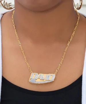 Double Plated Swoosh Name Necklace with Figaro Chain